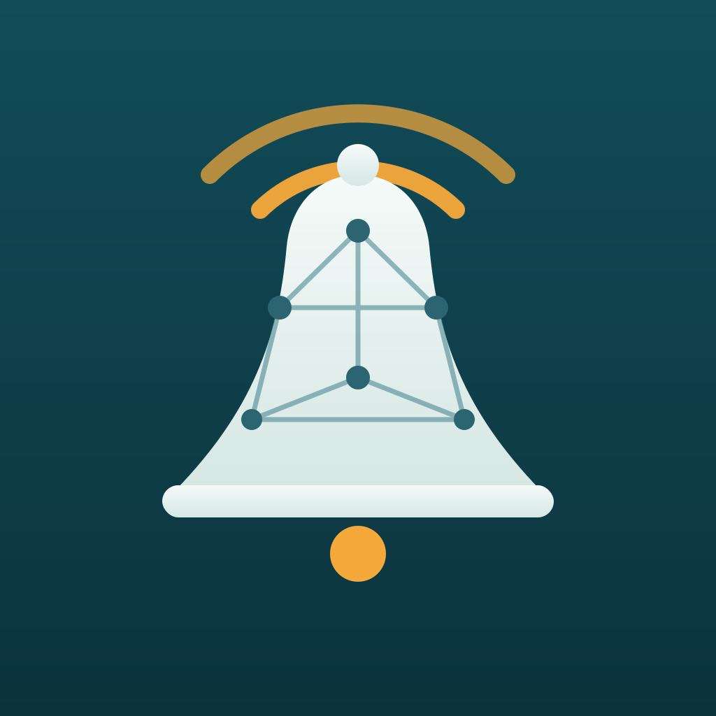 The Meshbell app icon: a bell woven from a network of nodes, sending a signal.
