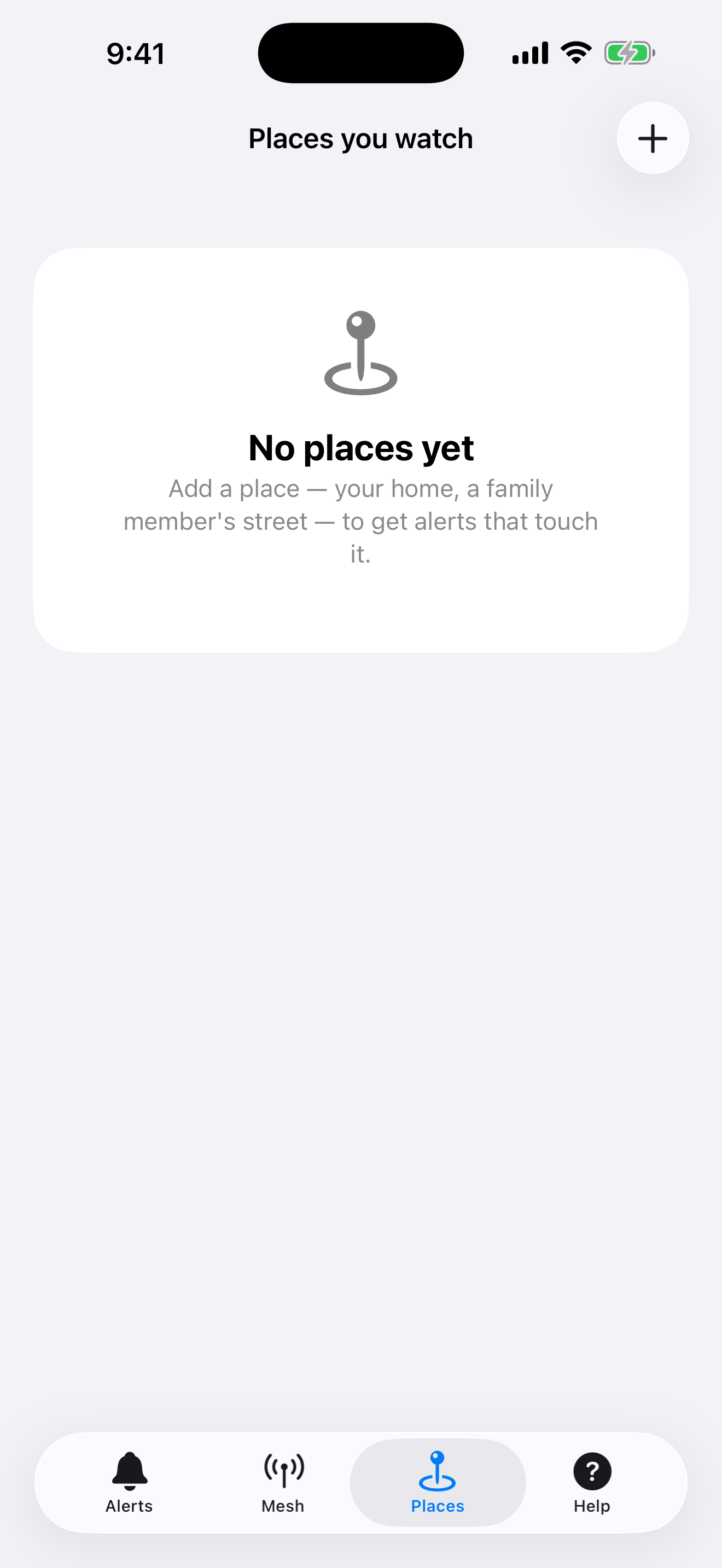 The Places tab: add your home or a family member's street to get alerts that touch it.